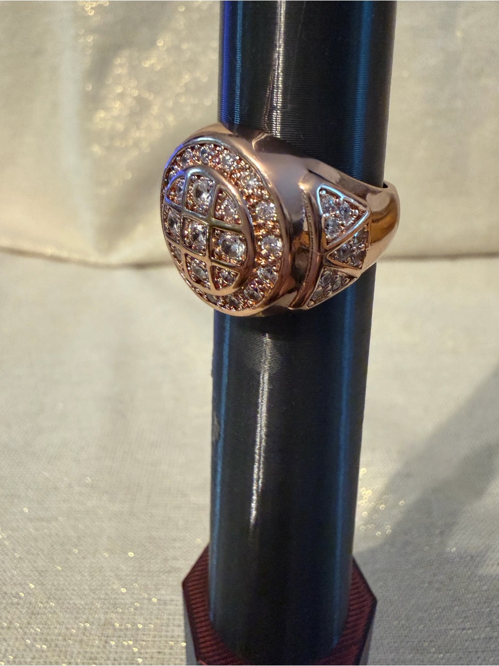 Rose Gold Cubic Zirconia Cluster Ring - Men’s Jewelry Size 8.5 - Picture 6 of 7